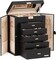 Jewelry Box Large for Women: 6 Layers 5 Drawers Organizer with Mirror for Ring Earring Necklace - Storage Holder with Lock for Dresser (Black)